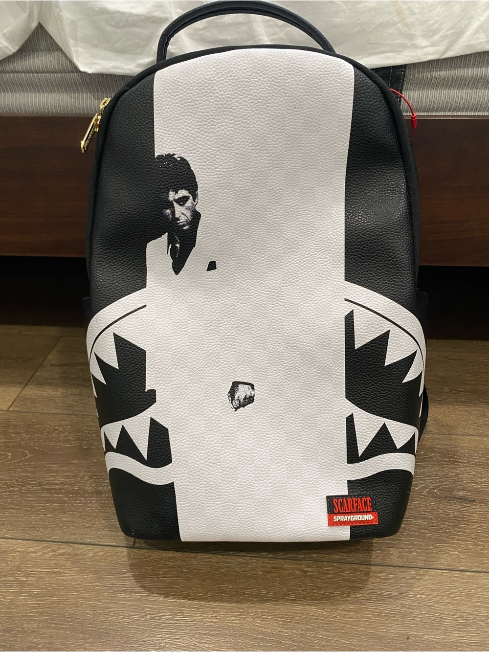 Sprayground Black & White Scarface Shark-Graphic Backpack